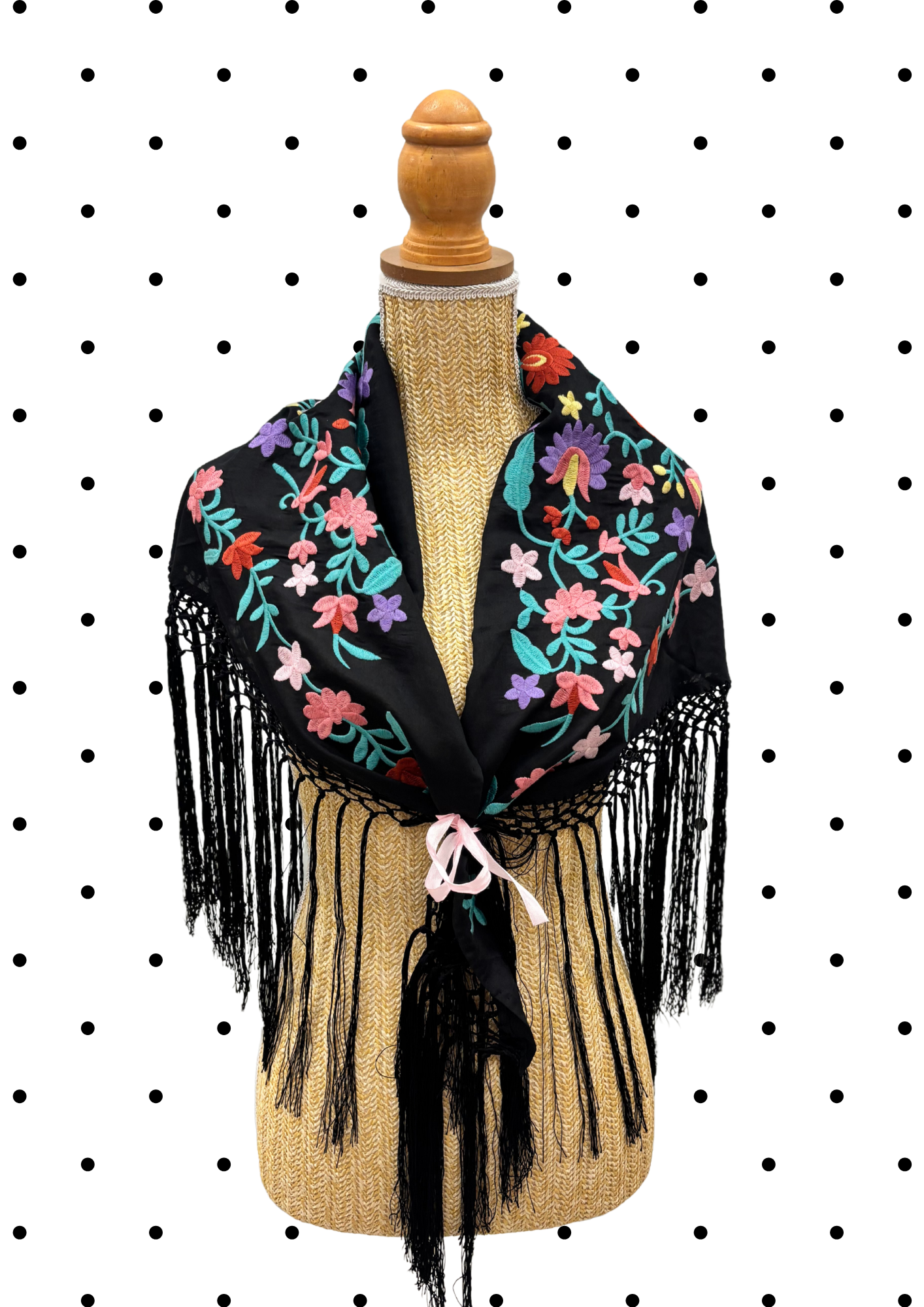 Châle d'accessoirisation Noir et fleurie