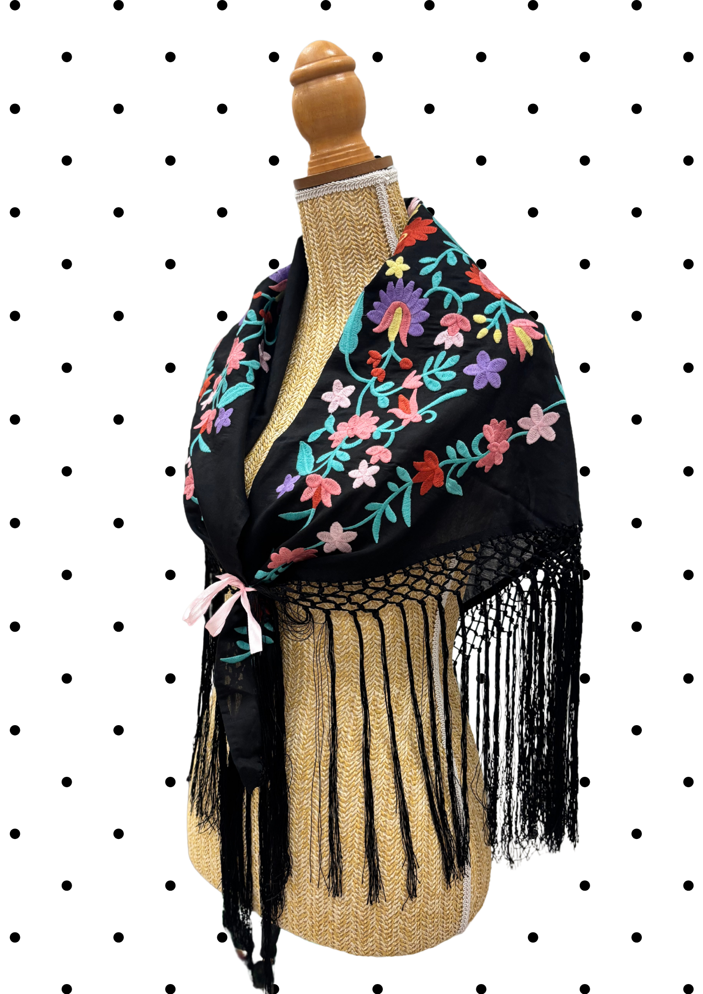 Châle d'accessoirisation Noir et fleurie