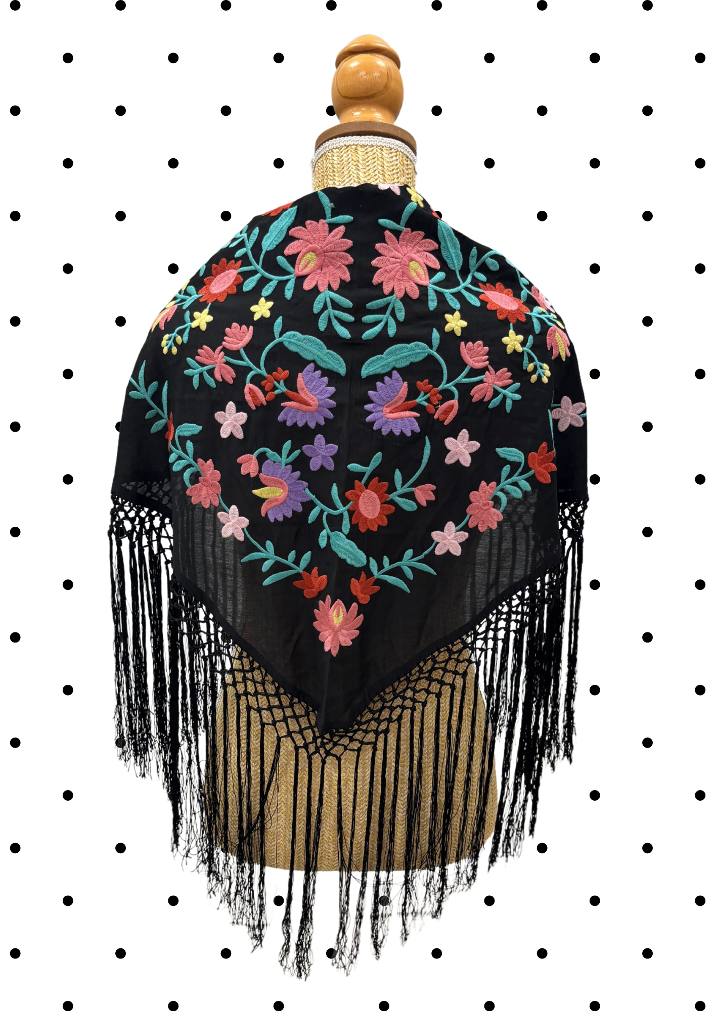 Châle d'accessoirisation Noir et fleurie