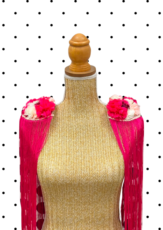 Paires d'épaulettes flecos long fuchsia