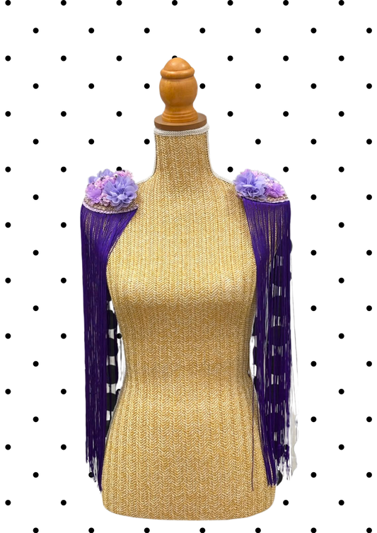 Paires d'épaulettes flecos long violet