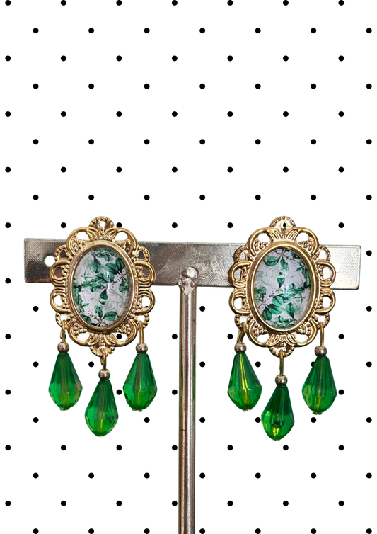 Parure boucles et peignes modèle Porcelana Vert