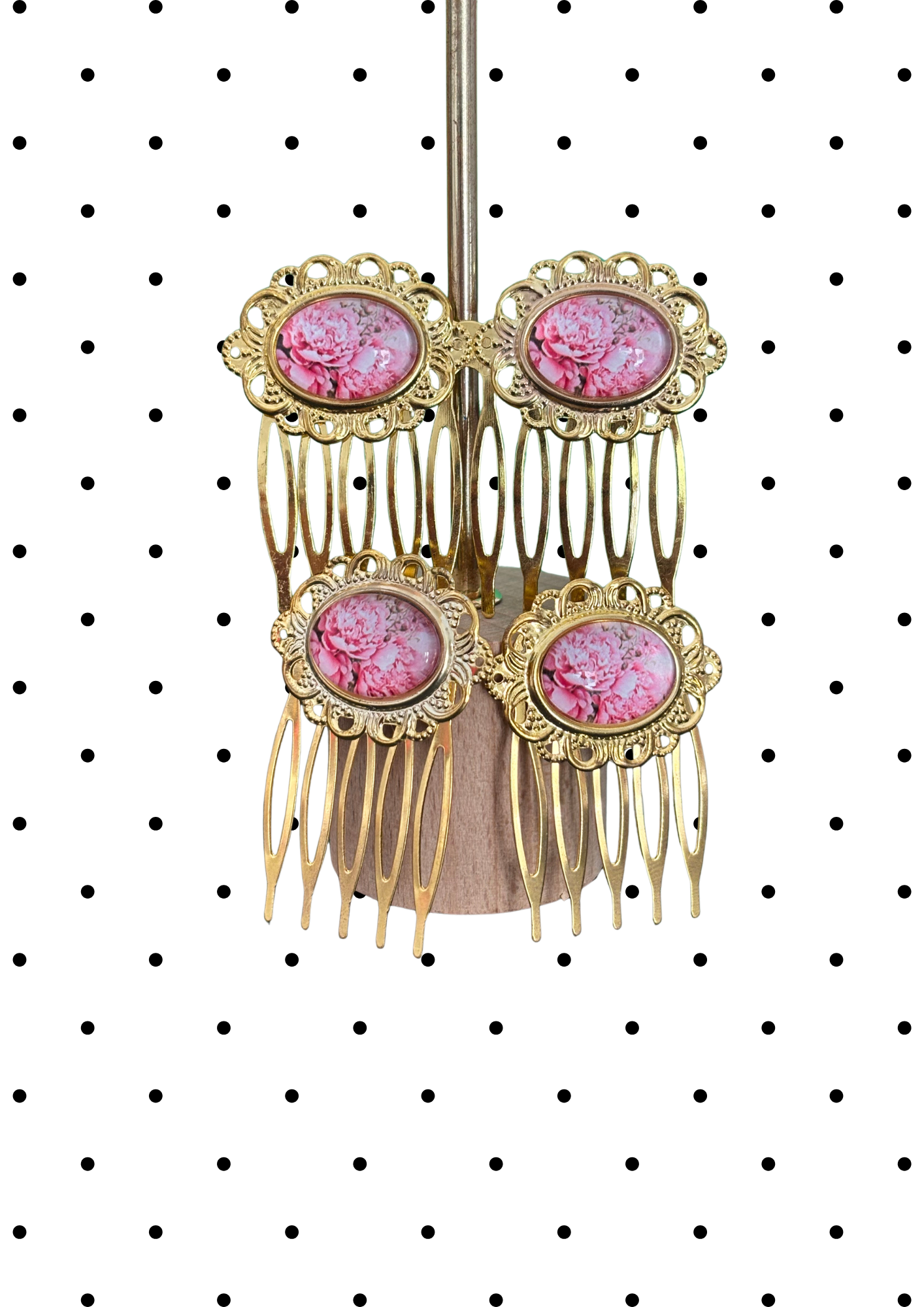 Parure boucles et peignes modèle Porcelana Rose