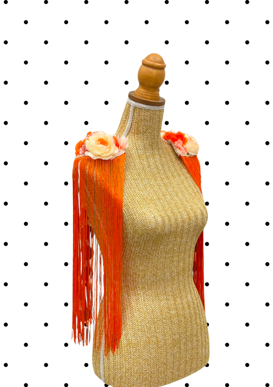 Paires d'épaulettes flecos long orange