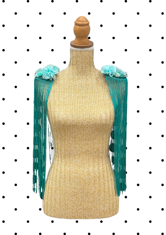 Paires d'épaulettes flecos long turquoise
