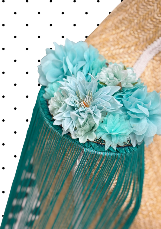Paires d'épaulettes flecos long turquoise